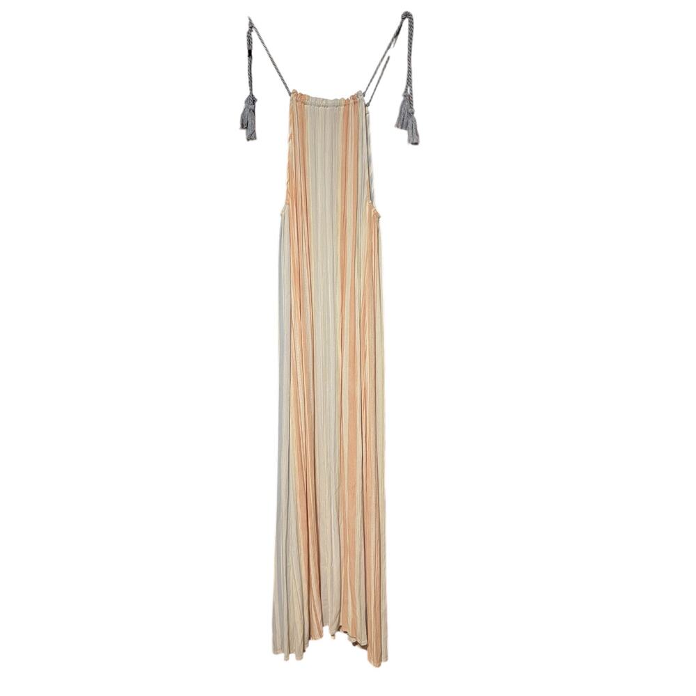 Hem & Thread Maxi Dress Striped Multicolor Yellow Pink Cream Large EUC Boho - Picture 4 of 7